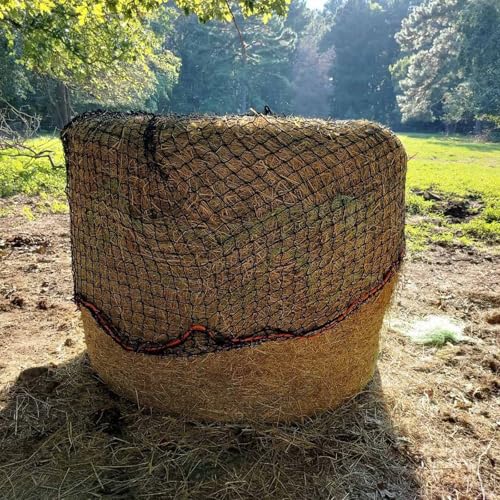 Large Round Bale Hay Net, Slow Feed Knotless Design Hay Net Feeder for Livestocks,Heavy Gauge Large Hay Net for Horses, Cattle, Sheep in Farms and Pastures, 1.75-inch Mesh (5×5ft) - color: 5×5 ft