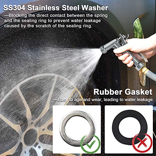 Hose Nozzle 2 Pack, Full Size Pistol Grip Water Nozzle Sprayer with Threaded Front, High Pressure Nozzle, Adjustable Spray Water Flow for Watering, Showering Pet, Washing Car, Silver - color: Silver, size: 2pcs