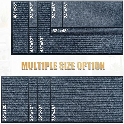 Front Door Mat, 3'x10'Indoor Outdoor Welcome Commercial Floor Mats | Heavy Duty Durable Inside Outside Entrance, Waterproof All-Season, All-Weather Non Slip Backing Doormat for Entryway, Grey - size: 36"x120"
