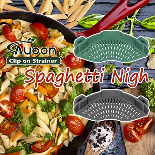 AUOON Clip On Strainer Silicone for Pots, Standard 8.86 x 3.55in, Sea Blue | Food-grade BPA-free, Fits Pots Pans Bowls, Dishwasher Safe, for Pasta Noodles Vegetable Fruits, Space-saving Kitchen Gadget - color: Sea Blue, size: Standard 8.86 x 3.55 in