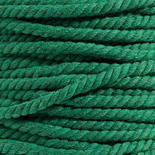 Twisted Natural Cotton Rope - 1/4 Inch - Solid Colors - Available in Lengths of 10 Feet, 25 Feet, 50 Feet, and 100 Feet - color: Grass Green, size: 10 feet