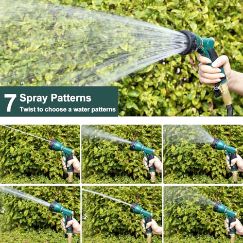 FANHAO 8 Spray Patterns Metal Garden Hose Nozzle with Hands-Free Lock | Rustproof Leak Proof Metal, Comfortable Non-Slip Handle, High Pressure Hose Sprayer Nozzle for Plant, Car & Pet Washing - color: Green