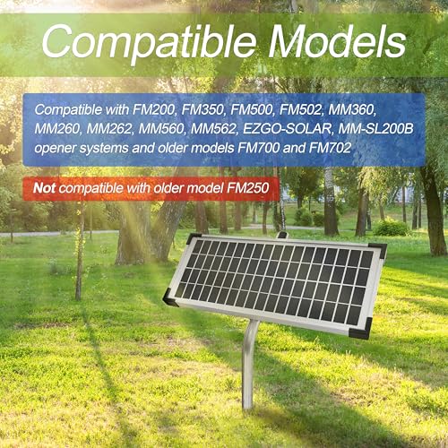 Solar Panel Kit FM123 Compatible with Mighty Mule Automatic Gate Openers | Compatible with FM200, FM350, FM500, FM502, MM360, MM260, MM262, MM560, MM562, EZGO-SOLAR, DIAMOND Series，10 Watt