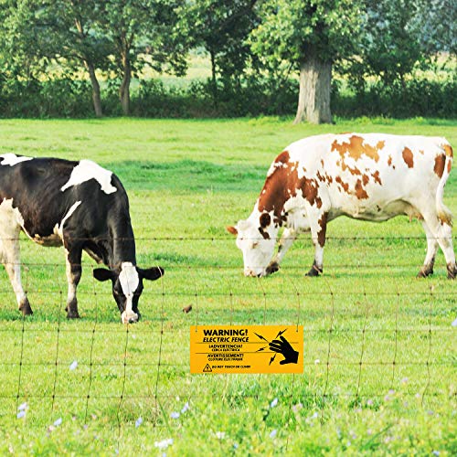 Blulu 24 Pieces Electric Fence Warning Signs 10 x 4 Inch | 10 x 4 Inch Plastic Danger Electric Fence Signs Safe Caution Warning for Farm Home