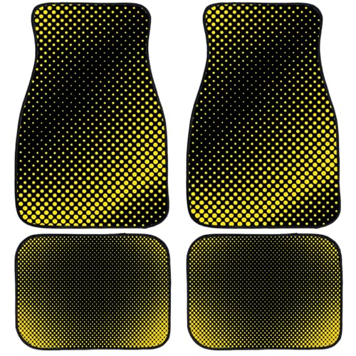 Dot Car Floor Mats Set of 4 Yellow Polka Dot Retro Comic Halftone Automotive Foot Mats Rugs Carpet for Car Non-Slip Auto Car Accessories Universal Fit for Car SUV Truck Van - color: Dot