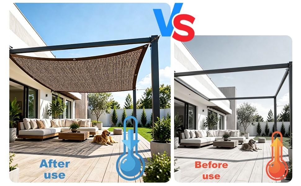 Garden Shade Cloth 70% Sun Shade Cloth with Grommets, [Brown 4x12FT] Pergola Shade Cover Canopy, Mesh Tarp Sun Screens for Patio, Outdoor, Garden, Backyard - size: 4X12FT