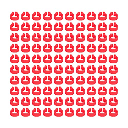 Zerodis 100PCS 8mm Leg Rings, Plastic Identification Bands for Pigeons, with Reusable Easy to Install for Poultry Dove Marking (Red) - color: Red