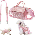 Dog Lift Harness Backpack for Small Dogs Cats, Adjustable Straps Dog Sling Carrier Full Body for Hiking, Travel, Outdoor – Pink Medium - size: Medium(7-8LBS)