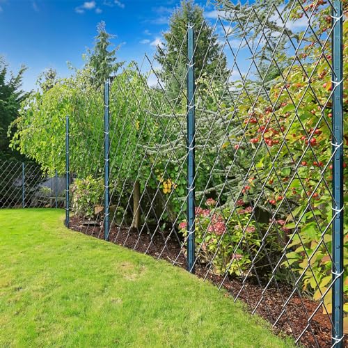 6ft Fence Posts, Pack of 10 - Sturdy Metal U-Posts & Step-in Stakes | No Digging Poles for Garden Wire Fencing and Yard Signs (Fits 5-ft Fence Mesh) - size: 6 Feet