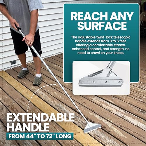 8-Inch Floor Scraper Tool with Razor Blade, Long Handle | 8-inch razor blade floor scraper with telescoping handle and cushioned grip for removing residue, labels and debris - size: Pack of 1