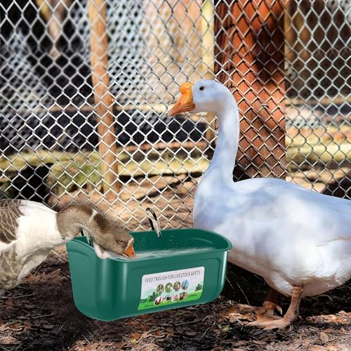 Chicken Feeder Waterer, 10 Pack Duck Feeder Supplies, Hanging Fence Feed Trough with Clips for Goat, Sheeple, Piglet, Gooses, Turkeys, Dog Livestock Poultry,Green - color: 10 pack Green
