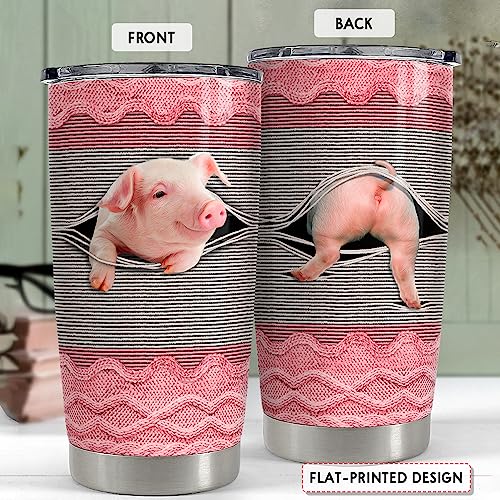 SANDJEST Pig Tumbler 20oz Stainless Steel Insulated Tumblers Coffee Travel Mug Cup Funny Pig Gifts for Women Girls Gift for Birthday Christmas - color: Pig