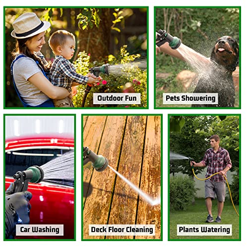 NEXCOVER Garden Hose Nozzle Sprayer - 7 Adjustable Watering Patterns Nozzle for Water Hose, Non-Slip Garden Spray Nozzle Hose Attachment for Car Washing, Watering Plants, Pets Showering,Lawns Cleaning - color: Dark Green