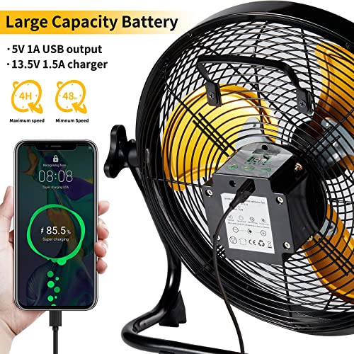 lcocove Outdoor Fan Can Running 5-24 Hours,Solar Powered Fan For Shed,Home,Ouside,Camping，with USB Output For Emergency Situation Without Electric - color: 12inch solar black