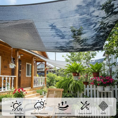 SUNNY GUARD Sun Shade Cloth, 12 x 20 FT Black HDPE Mesh | 35-45% Breathable shade cover creates a cooler space for plants, vegetables, greenhouses, patios, chicken coops, and kennels - color: 40 SHADE-BLACK, size: 12 FT x 20 FT