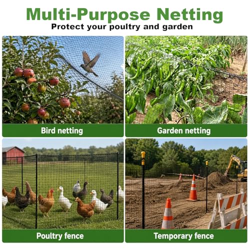 4x50FT Deer Fence Netting for Garden, 55GSM Plastic Mesh Temporary Fence | HDPE Deer Fencing, Reinforced Edge Deer Net, Garden Fence Animal Barrier, Bird Netting for Garden Tree Vegetable Raised Bed - size: 4x50FT
