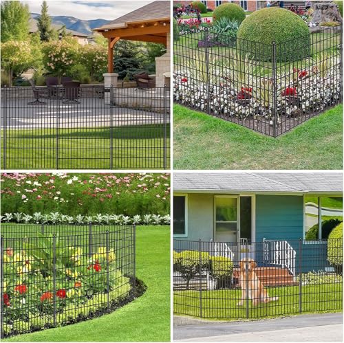 Toolterritary 10 Panels No Dig Garden Fence with Gate, 40 in(H) X 24.2 ft(L) Metal Fence Panels, Thickened Rustproof Garden Fencing, Animal Barrier Fence for for Dogs, Rabbits, Landscape, Patio - size: 40 in(H)×29in(L)
