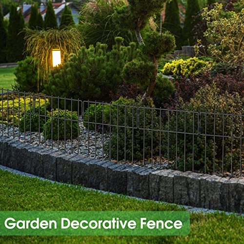 10 Pack Animal Barrier Fence No Dig,Metal Garden Fence Panels for Dog,Black | 17 In(H) X 10 Ft(L), Fence Gap Blocker, Hard and Rustproof, Easy to Install - size: 10 Pack