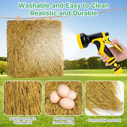Hamiledyi 4 Pcs Chicken Nesting Pads Artificial Grass Rug Carpet Synthetic Turf Mat 12"x12" Washable Chicken Coop Bedding Laying Garden Lawn Indoor/Outdoor Bedding for Chicken Hen Small Pets(Brown) - size: 4 Pcs Brown