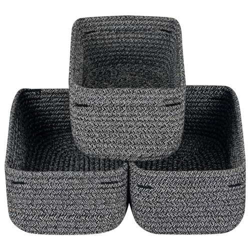 CubesLand Baskets for Organizing,Small Woven Storage Baskets for Shelves | Cute Closet Cube Bins Set 3,Baby Nursery Cube Organizer Toys Basket Bin,Home Decor Organization Bins Mixed Black - color: Mixed Black, size: 3pcs-small basket
