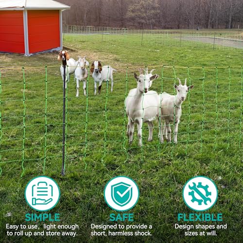 PPOLB Electric Fence Netting - 47.2" H x 164' L, Portable Movable Livestock Nets Mesh for Lambs, Dogs, Deer, Larger Animals Electric Fencing for Backyards, Homesteaders, Farms Ranches, and Gardens - size: 47.2" H x 164' L Livestock