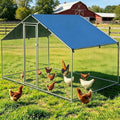 BUCATSTATE Large Metal Chicken Coop 6.6FT x 9.8FT x 6.6FT, Outdoor Walk-in Poultry Cage for 9-13 Hens, Predator Resistant Chicken Run with Thick Waterproof PE Cover & Dual Lock Doors