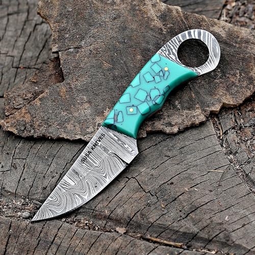 Custom Handmade 7'' fixed blade hoof rasp knife/Cow boy knife/Damascus steel Bull cutter cowboy knives with pancake leather sheath (SUSA 115) - color: SUSA 115