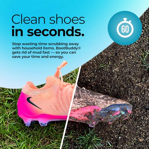 BootBuddy Cleat & Boot Cleaner Brush, Black | For Soccer Cleats, Golf Shoes, Baseball Cleats & Hiking Boots, Removes Mud, Dirt & Stains in Seconds