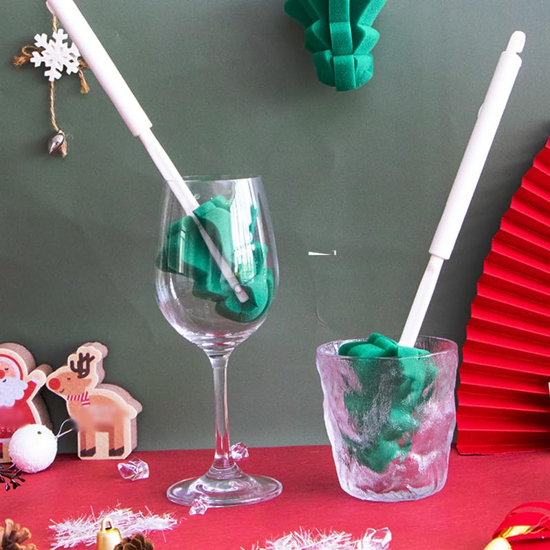 Bottle Soft Brushs Sponge Bottle Brushes 2 Pcs with 2 Pcs Traceless Hook | Adjustable Handles Cleaning Brushs Set For Wine Glasses and Bottles