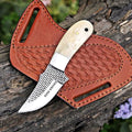Custom Handmade 7'' fixed blade hoof rasp knife Cow boy knife Bull cutter Cowboy knives with Turquoise Handle pancake leather sheath (BONE) - color: BONE
