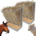 2Pcs Hay Feeder Goat 22 Gallon | Hay Rack, Heavy Duty Iron 2 in 1 Hay Rack for Sheep, Horses, Goats with Grain Tray, Effortless Installation in Farm - size: 2 IN 1 (2PCS)