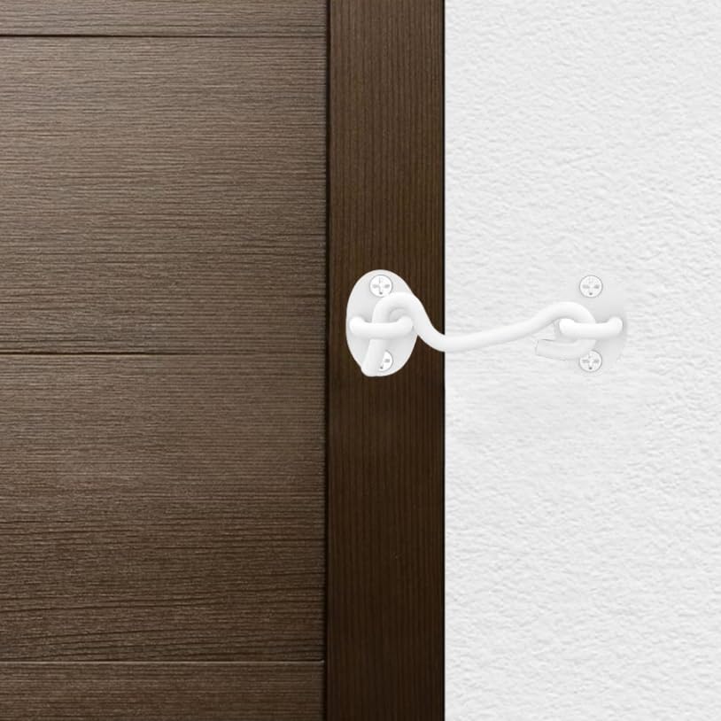 Privacy Hook and Eye Latch, 3 Inch Heavy Duty Barn Door Lock Latch, Gate Lock Cabin Hook Sliding Door Gate Latches Hardware for Window, Shed, Gate,Cabinet(White-2pcs)