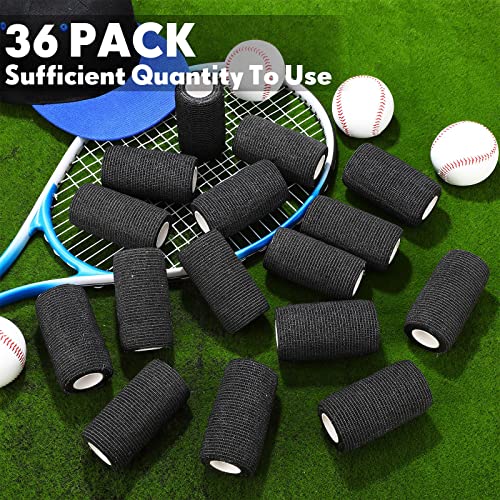 Treela 36 Pcs Self Adherent Bandage 4" X 5 Yard Wrap Breathable | Cohesive Bandage Elastic Adhesive Tape for Stretch Athletic Sports Wrist Ankle - color: Black, size: 4" X 5 Yard