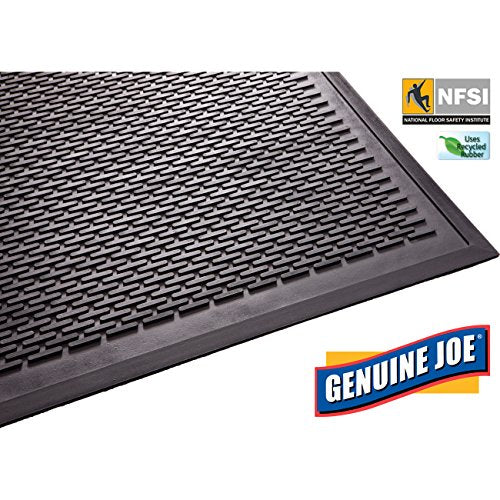 Guardian 14040600 Clean Step Scraper Outdoor Floor Mat, Natural Rubber, 4'x 6', Black, Ideal for Any Outside entryway, Scrapes Shoes Clean of Dirt and Grime - size: 72"L x 48"W x 0.2"Th