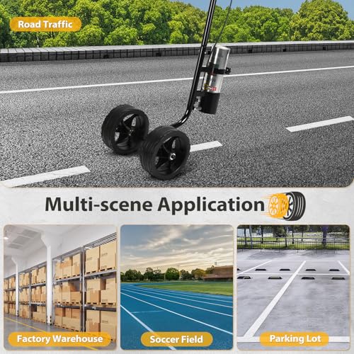 CAROD Marking Paint Wand, Dual-Wheel Line Marking Wand Sprayer Compatible with Inverted Marking Paint, Side Push Marking Stick for Ground Sport Field Parking Lot Spray Applicator (Black)