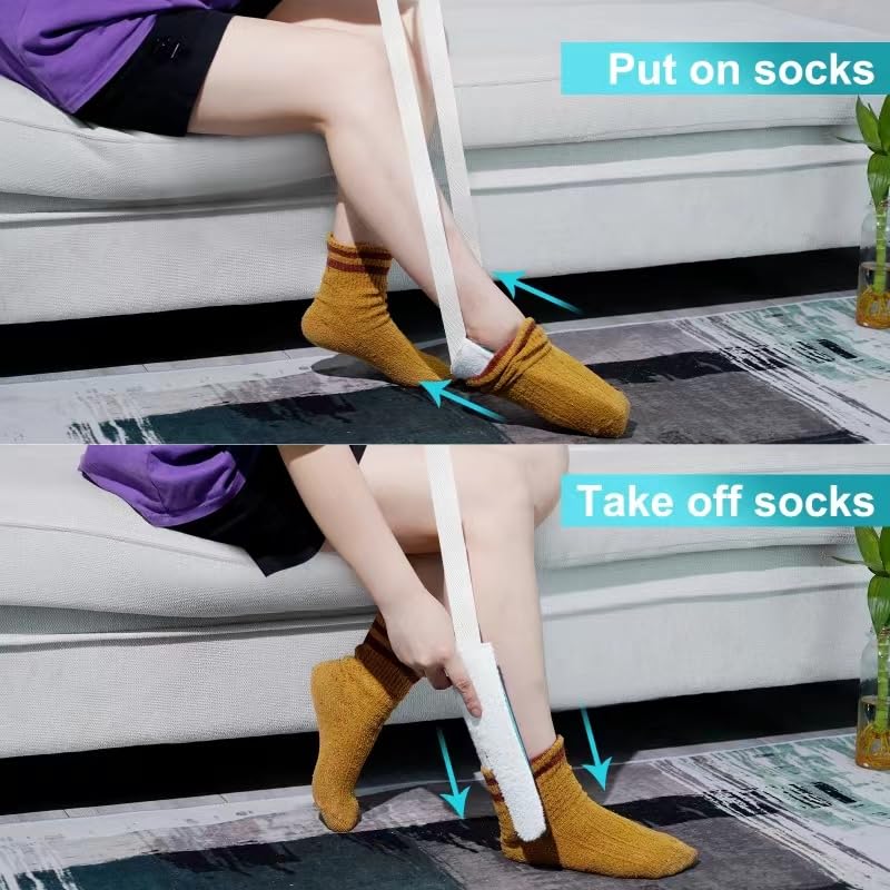 Sock Aid, Sock Helpers to Put on Your Socks for Seniors, Disabled, Pregnancy, Assist Device for Elderly, Tool Aide Puller Easy on and Off with No Bending(Blue 2 PACK) - color: Blue 2 Pack