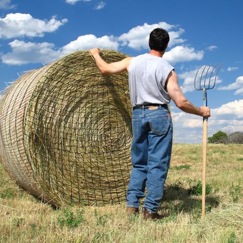 Round Bale Hay Net 4x4ft Large Round Bale Hay Nets for Horses Heavy Duty Slow Feed Hay Net Black Knotless Design for Horse, Cattle, Goat (4x4ft)