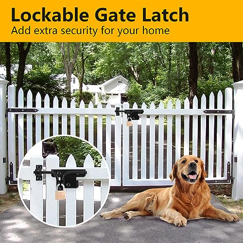 HOME MASTER HARDWARE Heavy Duty Slide Bolt Gate Latch, 1 Pack Door Latch | Metal Sliding Bolt Door Lock with Padlock Hole, Suitable for Fence, Barn, Shed, Interior, Outdoor, Included Screws, Black