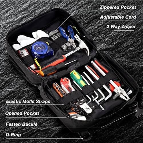 Jueachy Tactical Molle Pouch Large Admin Bag Utility Tool Pouches Molle Attachment EDC Pouches Expandable Molle Accessories Organizer Medical Pocket U.S.A Patch Included - color: Black
