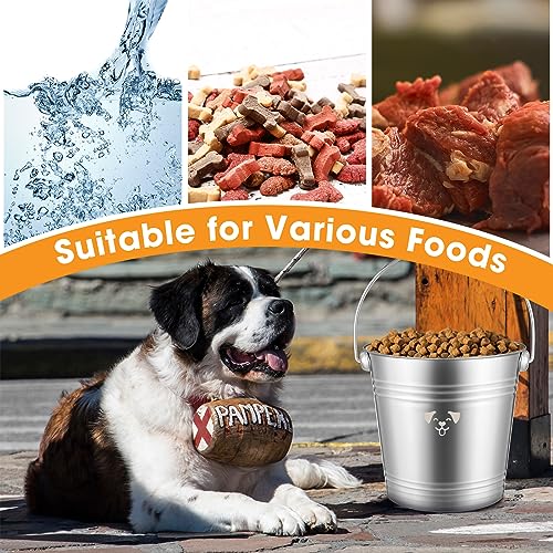 Hicarer 4 Pcs 2 Quart Stainless Steel Dog Water Bucket, Heavy Duty Stainless Steel Bucket Water Pails for Dogs Pets, Kennels Farms Fences, Silver - size: 2 Quart