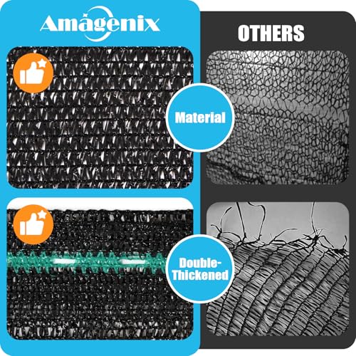 Amagenix 50% Shade Cloth Roll, 5'10" x 100 FT, Black | Cuttable Sun Shade Mesh Tarp UV Resistant Eyelets Screen Cover for Garden, Patio, Greenhouse, Canopy, Kennel, Plant - color: Black-50%, size: 5'10" x 100 FT