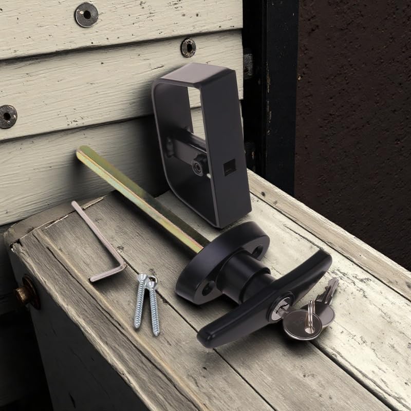 4½" T-Handle Shed Door Lock Handle with Lock Keyed Alike Garage t Handle Shed Latch Hardware Locking Handle 4.5“ T-Handle Lock with 8 Keys self-Drilling Screws and Allen Wrench 2kits - size: 4½" T-Handle Lock 2kits