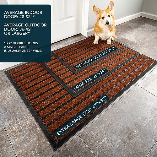 Ubdyo Extra Durable Door Mat Outside Entrance (30" x 17", Bright Burgundy) | Dirt Trapping, Non-Slip Backing, Indoor or Outdoor Use, Welcome Mat, Low Profile, Natural Rubber, Stain Fade Resistant - color: Bright Burgundy, size: 30" x 17" (Rectangular)