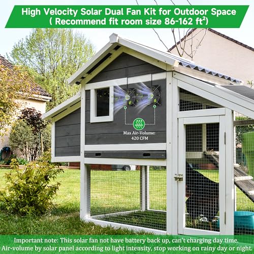 blessny Waterproofed 5.5" Solar 2 Fan Kit for Outside Intake or Exhaust air | 25W Solar Powered Fans for Chicken Coops, Greenhouses, Shed, Pet House Air Ventilation - size: 5.5" 2 Fan Kit