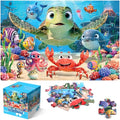 Jumbo Floor Puzzle for Kids, 48 Piece Animal Sea Turtle Puzzle Ages 3-8 | Extra-Thick Easy-Grip Pieces Form a 35.4 x 23.6-Inch Underwater Scene,Preschool Learning Educational Gift for Boys and Girls