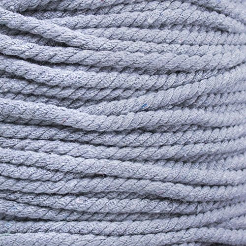 Twisted Natural Cotton Rope - 1/4 Inch - Solid Colors - Available in Lengths of 10 Feet, 25 Feet, 50 Feet, and 100 Feet - color: Light Gray, size: 10 feet
