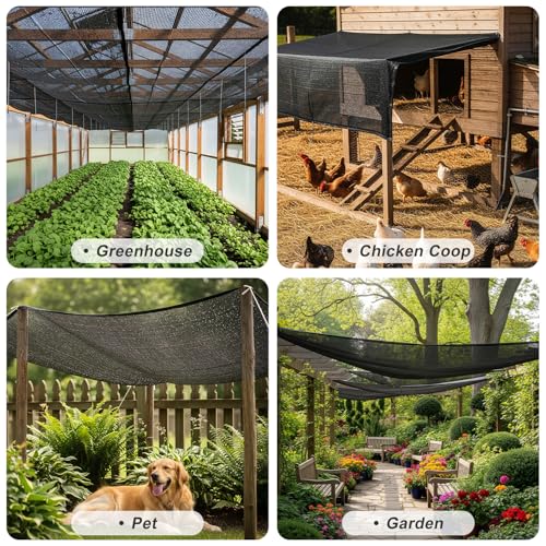 SUNNY GUARD Sun Shade Cloth, 10 x 20 FT Black HDPE Mesh | 35-45% Breathable shade cover creates a cooler space for plants, vegetables, greenhouses, patios, chicken coops, and kennels - color: 40 SHADE-BLACK, size: 10 FT x 20 FT