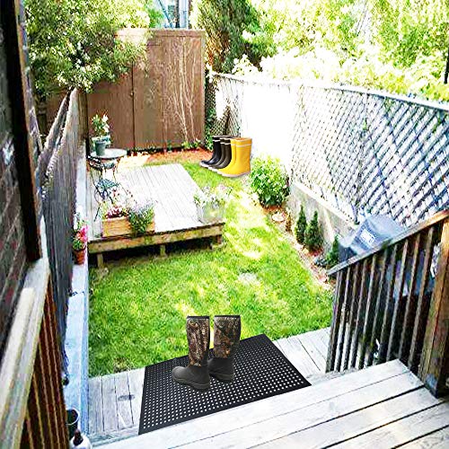 Anti-Fatigue Rubber Floor Mat - NANBOWANG Commercial Grade Grease Resistant Non-Slip Recycle Tyre Floor Mats for Restaurant Kitchen Bar Garden Outdoor Wet Area (20"X30") - size: 20"L x 32"W x 0.8"Th