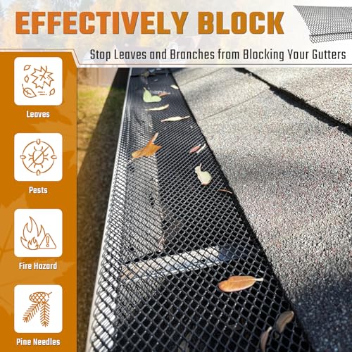 SDSNTE Lock-in Gutter Guard, 6 Inch X 120 Ft, Black, 40 Packs | Gutter Protection Covers, Leaf Micro Mesh Screens, Fits K Style Gutter, Durable Coated Steel - size: 6” x 120 ft