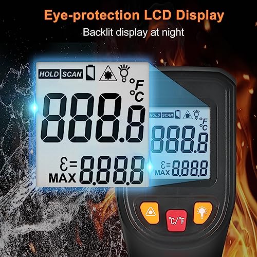 Industrial Meter Industrial Measuring Meter Digital Thermometer -50~600℃ Infrared Thermometer Thermometer Infrared Thermometer Non-Contact Digital Gun -50°C~600°C (-58°F~1112°F) with